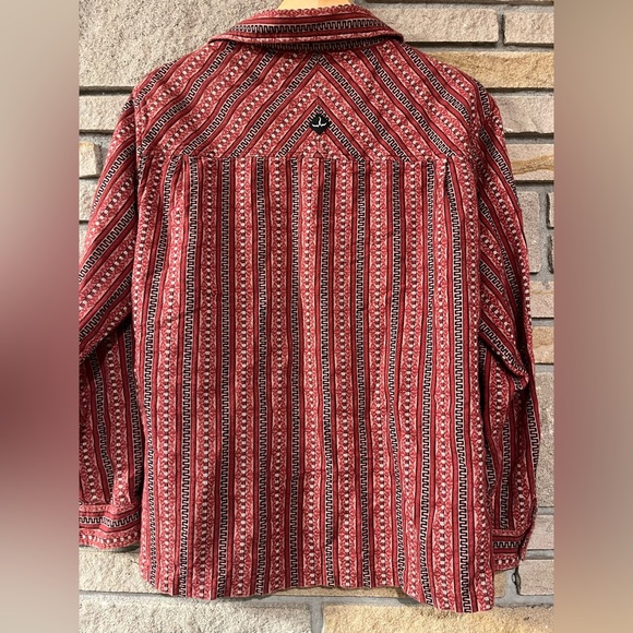 PRANA BREATHE Boho Shirt Mens M Hand Sewn Southwest Button Up Long Sleeve Cotton - Picture 8 of 9